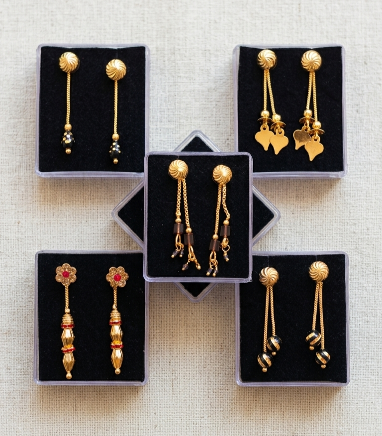 Gold-Plated Dangle & Drop Earring Set (5 Pairs) | Traditional & Modern Fashion Jewelry Combo for Women